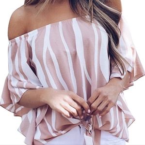 Mauve and white off shoulder shirt #lt